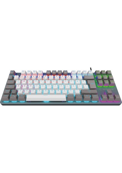 Snug K14 Beyaz/gri Rainbow Tkl Mekanik Klavye Gaming Oyuncu Klavye 87 Tuşlu Süper Kompakt