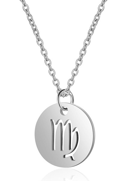 Başak Burcu Yuvarlak Plaka Gümüş Kolye