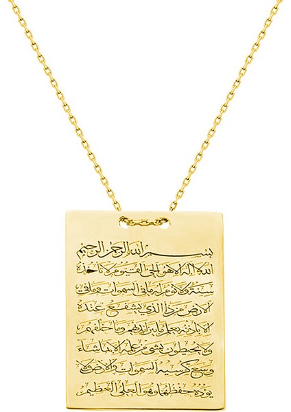 Ayetel Kürsi Yazılı Kadın Altın Kaplama Gümüş Kolye