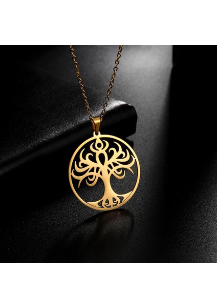 Hayat Ağacı Model-12 Altın Kaplama Gümüş Kolye