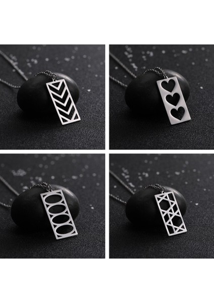 Dikdörtgen Oklar Minimal Gümüş Kolye fiyatları