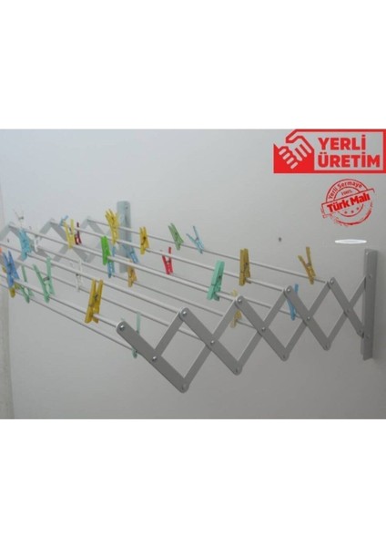 Akordiyon Katlanabilir Çamaşır Kurutma Askısı - 100 cm Genişlik 9 Çubuklu Model
