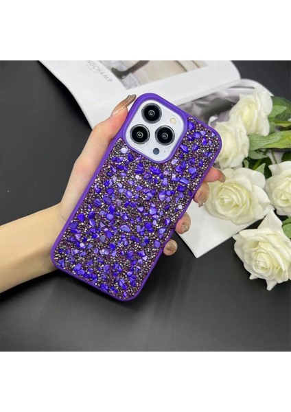 iPhone 12 Pro Max Kılıf Parlak Kristal Taşlı Tasarım Kamera Koruma Çıkıntılı Lussten Case