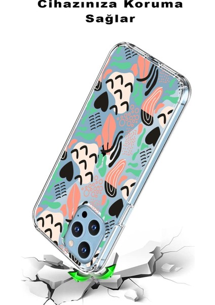 Tecno Spark 7 Pro ile Uyumlu 1mm Kapak Memphis Desen Tasarımlı Şeffaf Silikon Kılıf