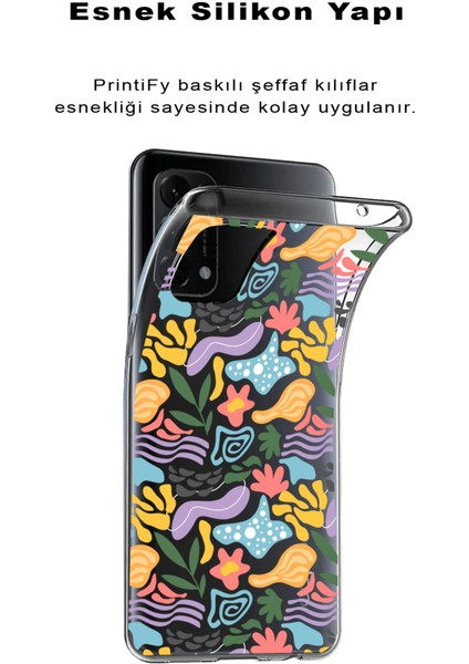 Huawei P40 Lite ile Uyumlu 1mm Kapak Memphis Desen Tasarımlı Şeffaf Silikon Kılıf
