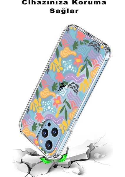 Huawei P40 Lite ile Uyumlu 1mm Kapak Memphis Desen Tasarımlı Şeffaf Silikon Kılıf