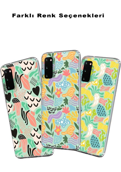 Huawei P40 Lite ile Uyumlu 1mm Kapak Memphis Desen Tasarımlı Şeffaf Silikon Kılıf