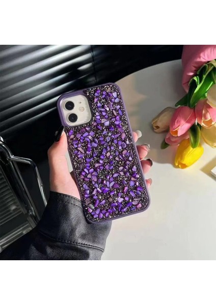 iPhone 11 Kılıf Parlak Kristal Taşlı Tasarım Kamera Koruma Çıkıntılı Lussten Case
