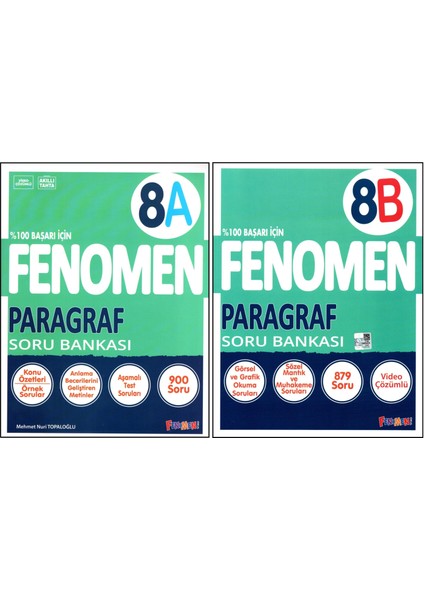 Fenomen 8. Sınıf Lgs Paragraf Soru Bankası (A)+(B) Kitabı 2 Kitap