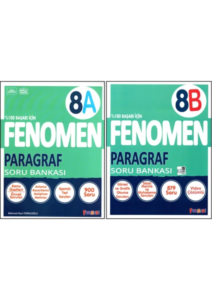 Fenomen Yayıncılık Fenomen 8. Sınıf Lgs Paragraf Soru Bankası (A)+(B) Kitabı 2 Kitap