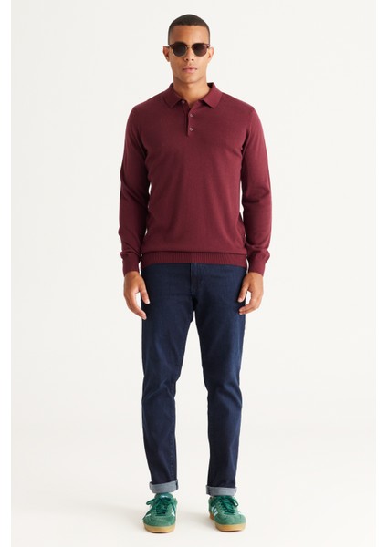 ALTINYILDIZ CLASSICS Erkek Bordo Standart Fit Normal Kesim Polo Yaka Pamuklu Triko Kazak fiyatları
