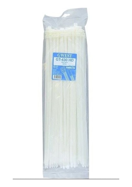 Gwest Gt 430 Hd (100 Adet) 430X7.6 mm Beyaz Kablo Bağı