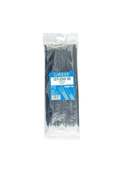 Gwest Gt 250 Ib (100 Adet) 250X3.6 mm Siyah Kablo Bağı
