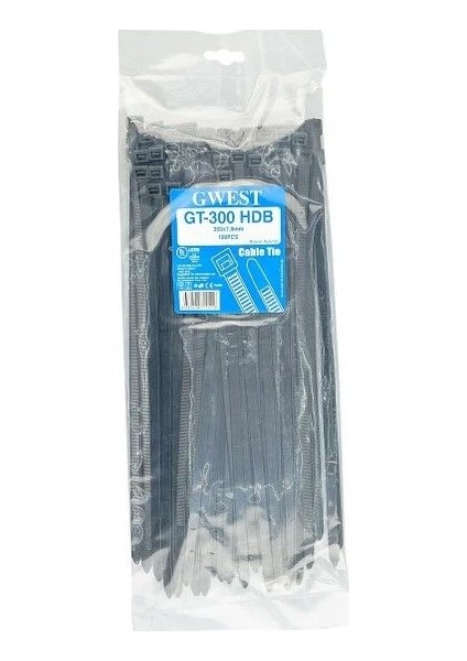 Gwest Gt 300 Hdb (100 Adet) 300X7.6 mm Siyah Kablo Bağı
