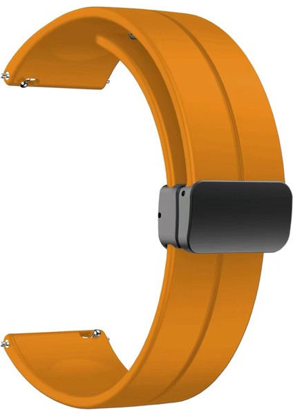 Huawei Watch Gt 3 42MM Metal Tokalı Kordon Kayış Bileklik Silikon Krd-84 Açık Turuncu