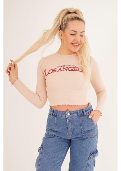 23254241 Kaşkorse Los Angeles Baskılı Crop Bluz Tas fiyatları