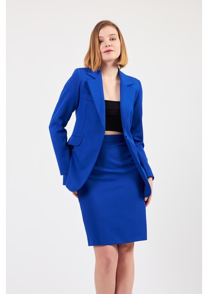Saks Mavi Ceket Etek Takım modelleri