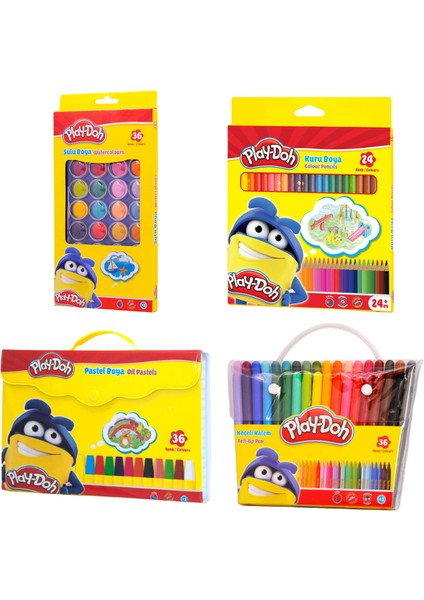 Mega Boyama Seti 36 Lı Pastel Boya-Sulu Boya-Keçeli-Kuru Boya 24 Lü