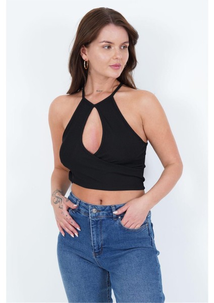 23254137 Kaşkorse Askılı Kruvaze Kolsuz Bluz Sıyah fiyatları