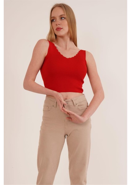 23256336 Triko Merdiven Yaka Atlet Kırmızı