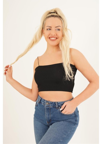 23254278 Kaşkorse Ince Askılı Topik Bluz Sıyah modelleri