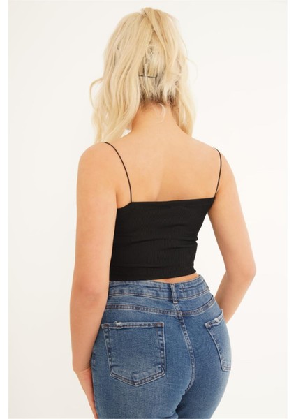 23254278 Kaşkorse Ince Askılı Topik Bluz Sıyah fırsatları