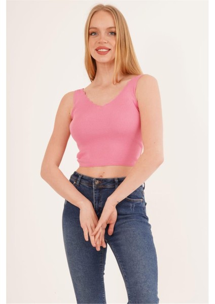 23256336 Triko Merdiven Yaka Atlet Pembe