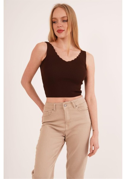 23256336 Triko Merdiven Yaka Atlet Kahve