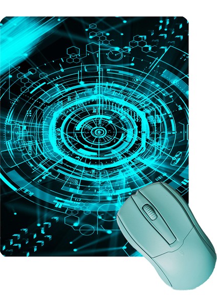 Fütüristik Yeşil Kaydırmaz Gaming Oyuncu Masaüstü Dikişsiz Mouse Pad/ped (Mouse Altlığı) 17X21CM