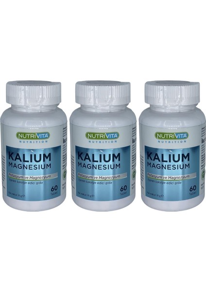 Kalium Magnesium 3 x 60 Tablet Potasyum Magnezyum Çinko Demir Vitamin B6 B12 Iron