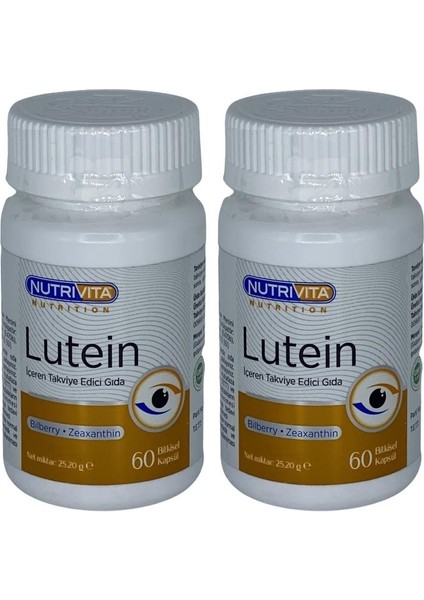 Lutein 2 x 60 Bitkisel Kapsül Bilberry Zeaxathin Yaban Mersini Zeaksantin