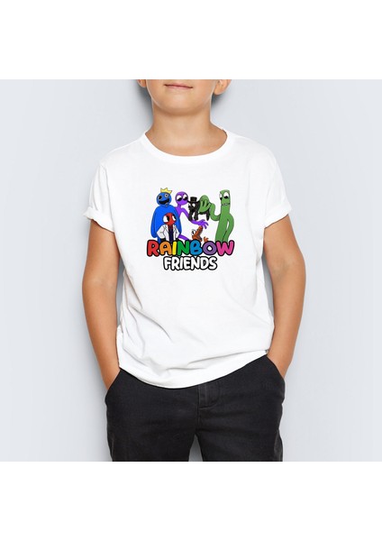 Rainbow Friends Roblox Baskılı Unisex Çocuk Tişört T-Shirt Mr-05