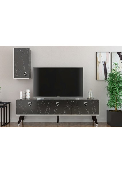 Hermes Tv Ünitesi 150 cm Bendir-Gümüş