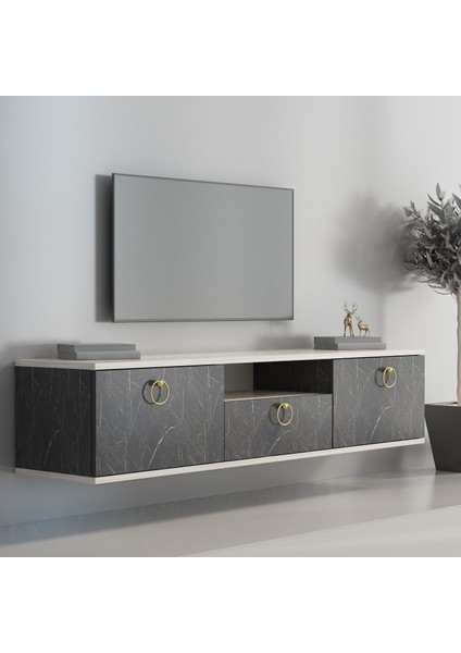 Wall Tv Ünitesi 150 cm Beyaz - Bendir Mermer