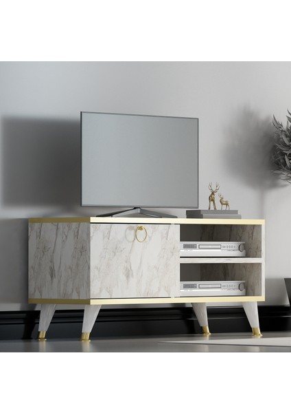 Newline Mobilya Gold Sweet Tv Ünitesi Beyaz Mermer 90 cm