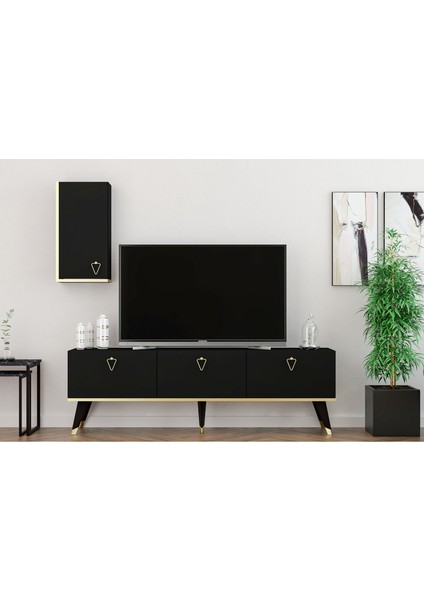 Hermes Tv Ünitesi 150 cm Siyah-Altın