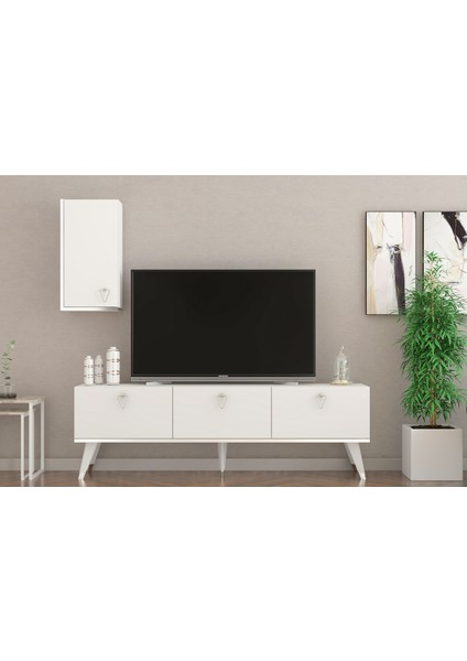 Hermes Tv Ünitesi 150 cm Beyaz-Gümüş