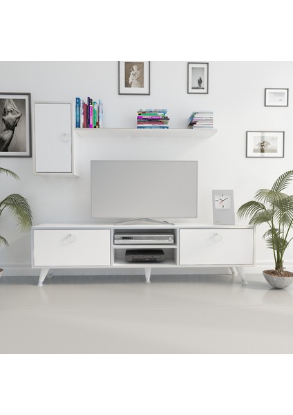 Directory Tv Ünitesi Beyaz Gümüş 160 cm
