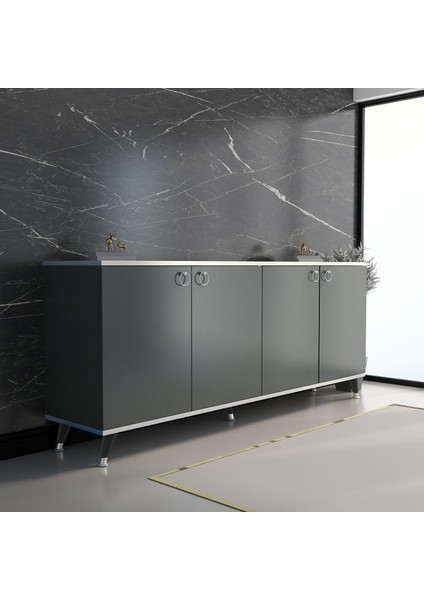 Karen Konsol K2 160 cm Antrasit Gümüş