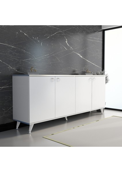 Karen Konsol K20 160 cm Beyaz Gümüş