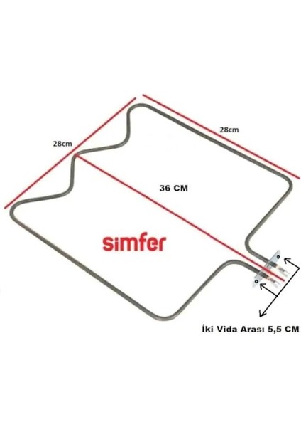 Simfer Fırın M Tipi Rezistans , Simfer Rezistansı 1200 Watt