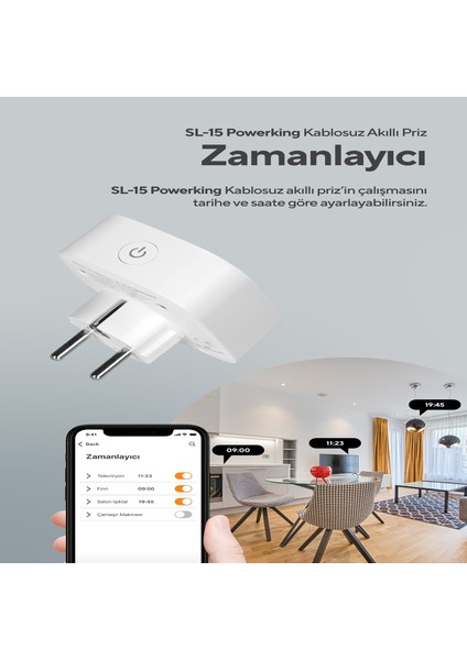 Sl-15 Powerking 16 Amper Wifi Tuya Destekli Akım Korumalı Enerji İzlemeli Akıllı Priz