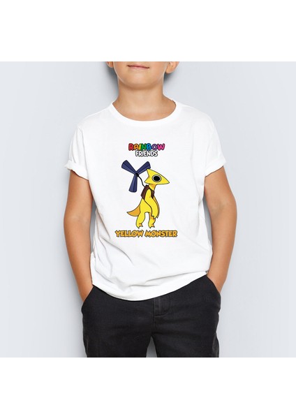 Rainbow Friends Yellow Monster Baskılı Unisex Çocuk Tişört T-Shirt Mr-13