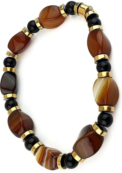 Oniks Akik Hematit Taşlı Tasarım El Işi Doğal Taş Bıileklik fiyatları