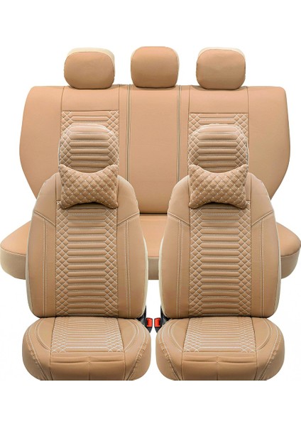 fiat Egea Hb Lüx Full Deri Oto Koltuk Kılıfı Ön Arka Takım (Giydirme Tip) Bej