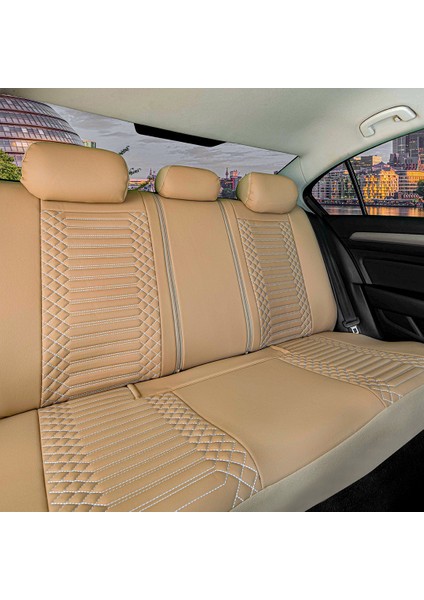 ford Galaxy Lüx Full Deri Oto Koltuk Kılıfı Ön Arka Takım (Giydirme Tip) Bej