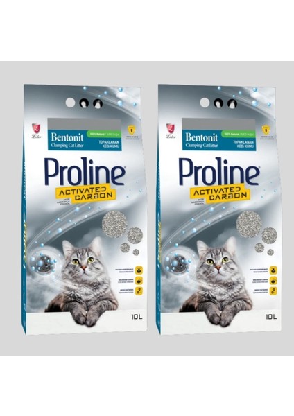 Proline Aktif Karbonlu Topaklanan Kedi Kumu 10 Lt x 2 Adet