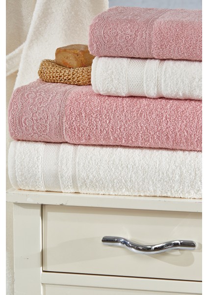 Pamuk Dantelli Güpürlü 6 Parça Aile Bornoz Seti,bornoz Takımı,çeyiz Seti modelleri