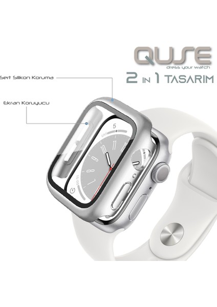 Apple Watch Seri 9-8-7 41MM Uyumlu Ekran ve Kasa Koruyucu Gümüş fiyatları