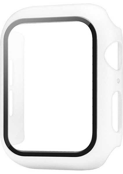 Apple Watch Seri 9-8-7 45MM Uyumlu Ekran ve Kasa Koruyucu Beyaz
